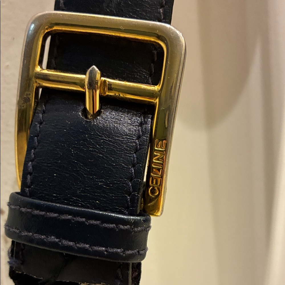 Celine Navy Shoulder Bag with Gold Accent - Picture 3 of 10